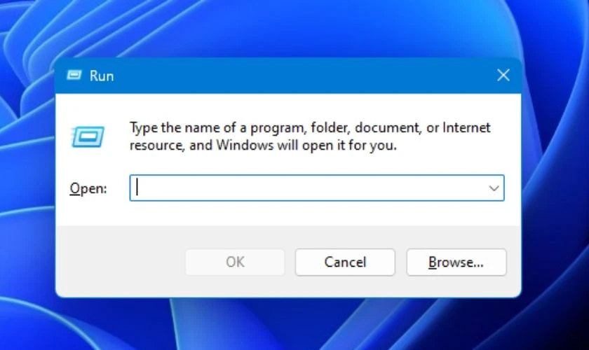 Nhấn tổ hợp ph&iacute;m Windows + R để mở hộp thoại Run