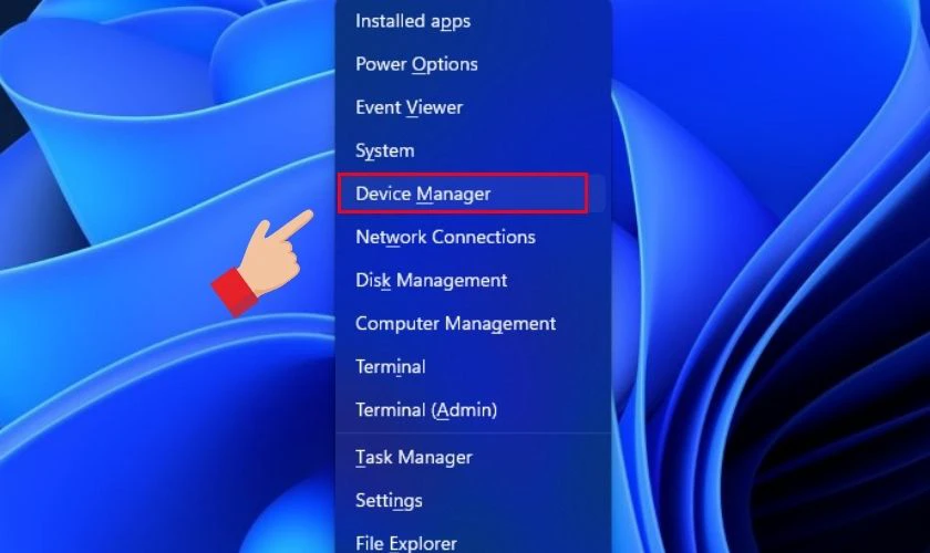 Chọn v&agrave;o mục Device Manager
