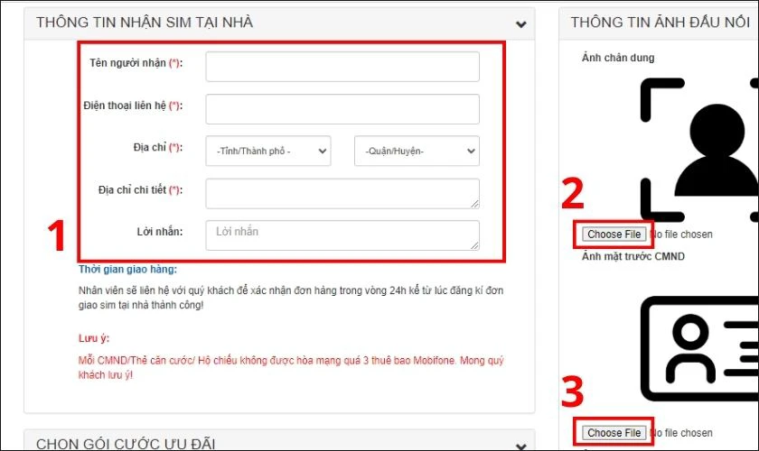 Nhấn v&agrave;o n&uacute;t Choose File để tải ảnh ch&acirc;n dung