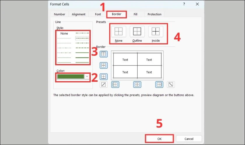Tiến h&agrave;nh chỉnh sử khung viền trong Excel theo nhu cầu