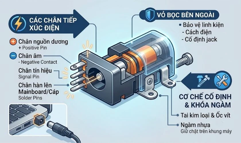 Cấu tạo Jack DC laptop