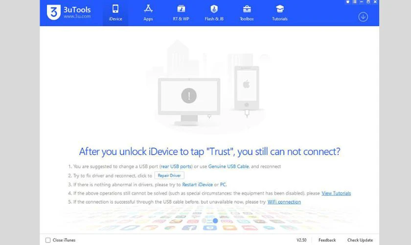 Kết nối điện thoại với m&aacute;y t&iacute;nh để Jailbreak iPhone bằng 3uTools