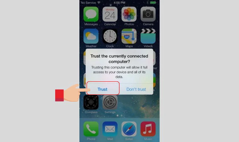 Chọn v&agrave;o Trust (Tin Tưởng) tr&ecirc;n iPhone của bạn
