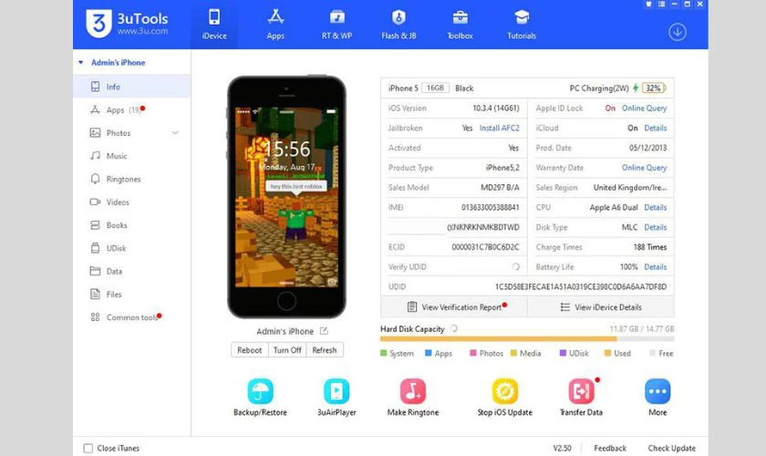Giao diện sau khi kết nối th&agrave;nh c&ocirc;ng