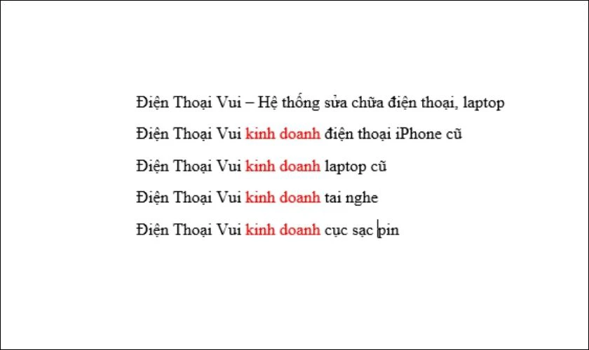 Kết quả sau khi sử dụng t&iacute;nh năng Replace trong Word 