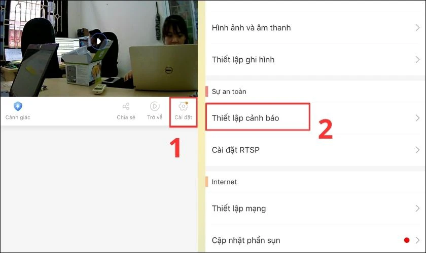 Bật chế độ chống trộm b&aacute;o động tr&ecirc;n camera Yoosee