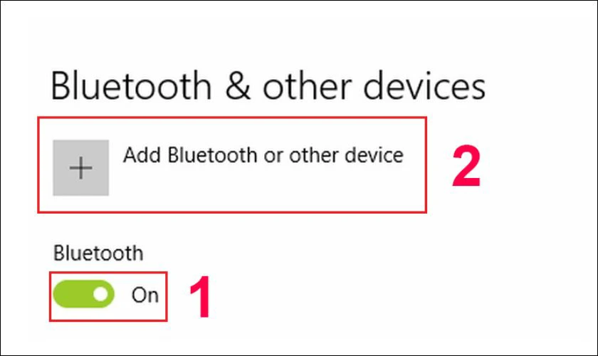 Sau đ&oacute;, chọn Add Bluetooth or other devices để th&ecirc;m thiết bị mới