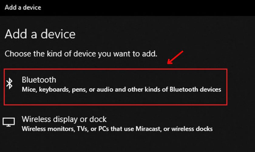 Nhấn v&agrave;o Bluetooth v&agrave; chờ một l&uacute;c để laptop qu&eacute;t v&agrave; t&igrave;m kiếm thiết bị loa