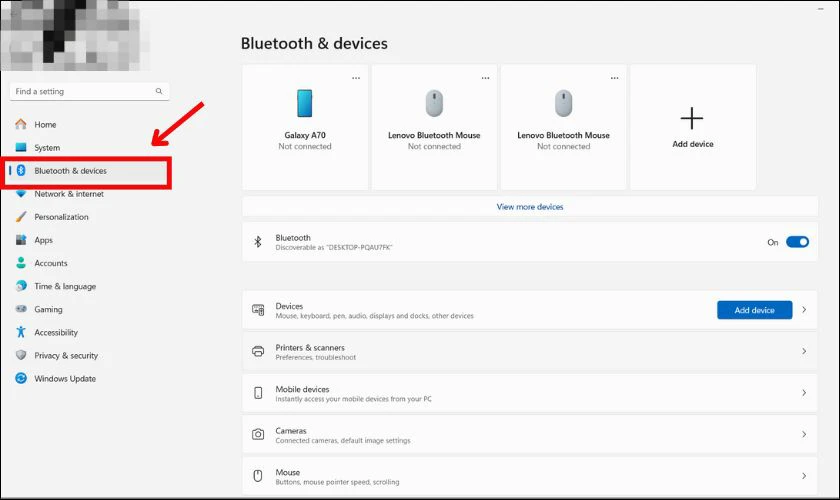 V&agrave;o phần Bluetooth & devices