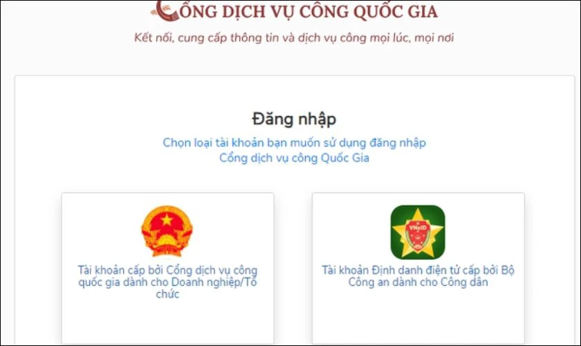 Tiến h&agrave;nh đăng nhập v&agrave;o hệ thống bằng t&agrave;i khoản định danh điện tử VNeID