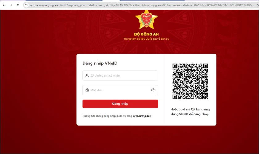 Đăng nhập bằng t&agrave;i khoản định danh điện tử