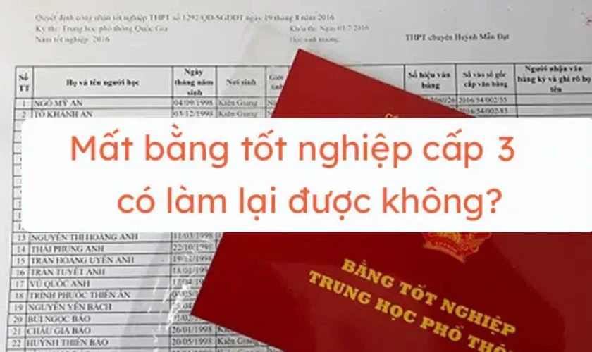 Mất bằng tốt nghiệp THPT ch&iacute;nh thức c&oacute; xin cấp lại được kh&ocirc;ng?