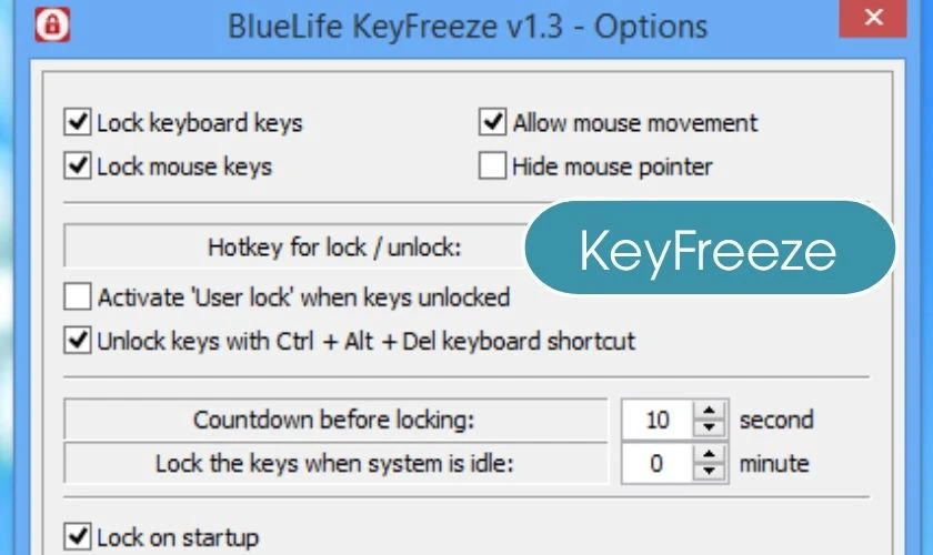 Khóa bàn phím laptop ASUS bằng KeyFreeze