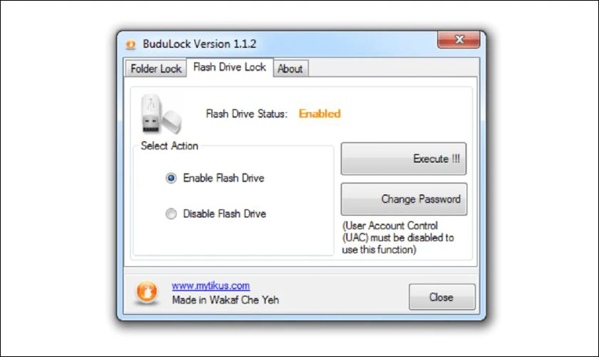 Kh&oacute;a cổng USB bằng BuduLock