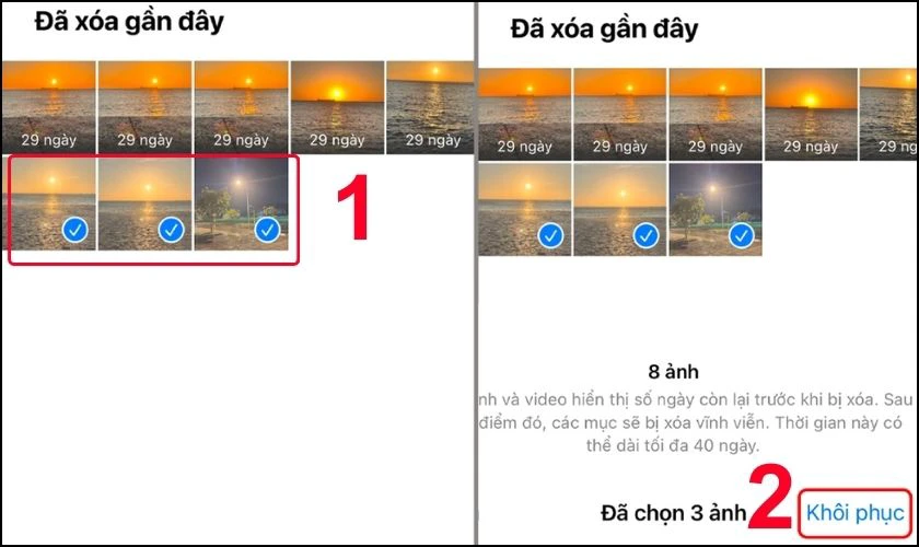 Khôi phục các ảnh đã xóa gần đây trong thư viện ảnh