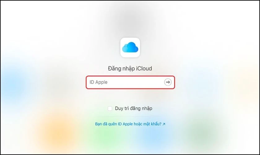 Đăng nhập tài khoản iCloud