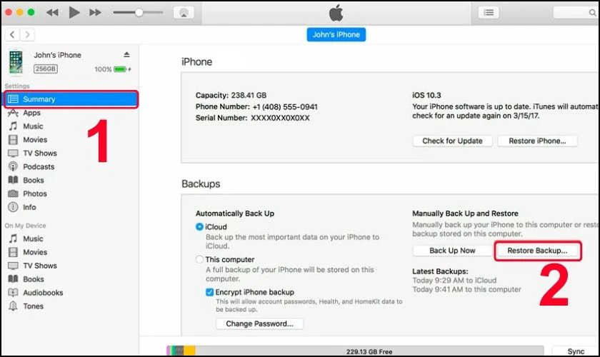 Cách khôi phục hình ảnh đã xóa trên iPhone bằng app iTunes