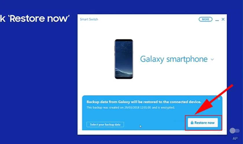 Nhấn vào Khôi phục ngay (Restore Now)