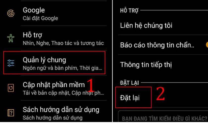Khôi phục cài đặt gốc Samsung bằng Cài đặt
