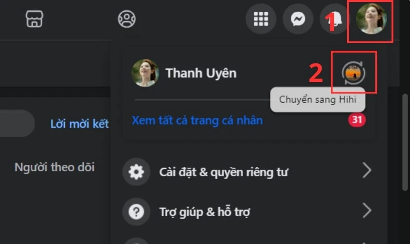 Tương t&aacute;c hoặc b&igrave;nh luận bằng trang Fanpage kh&aacute;c
