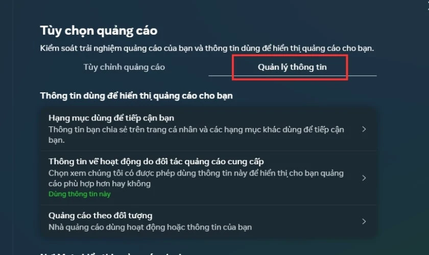 Chọn Quản l&yacute; th&ocirc;ng tin