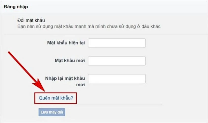 Với trường hợp Facebook kh&ocirc;ng đăng nhập được&nbsp;n&agrave;y bạn cần chọn Qu&ecirc;n mật khẩu