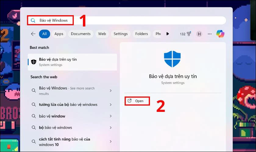 Tiếp đ&oacute; nhấn v&agrave;o Open hoặc biểu tượng tấm khi&ecirc;n của ứng dụng