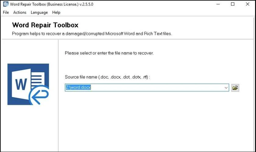 C&agrave;i đặt v&agrave; khởi động ứng dụng Microsoft Word Repair Tool