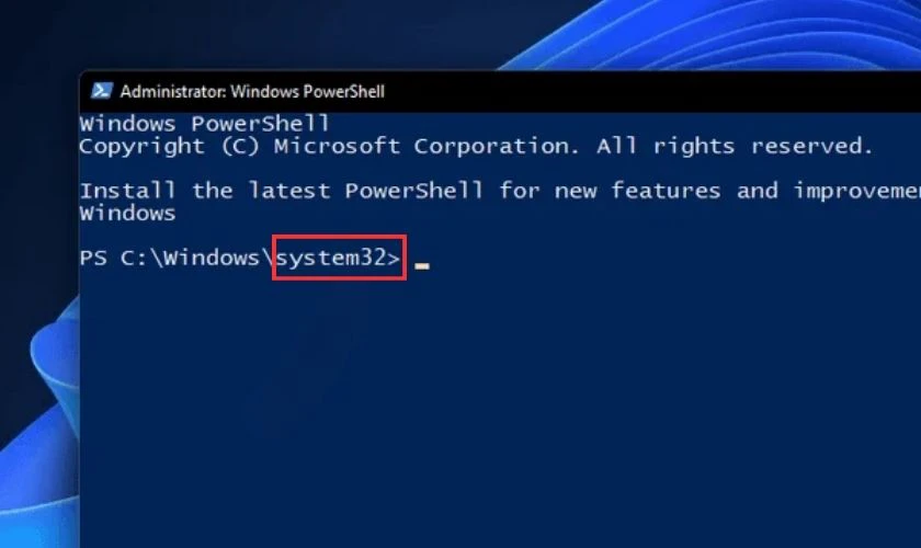 Gõ system32 và nhấn phím Enter