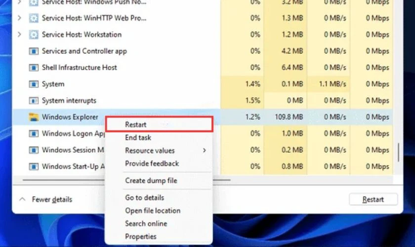 Cách khắc phục không mở được Start Menu Win 11 nhanh