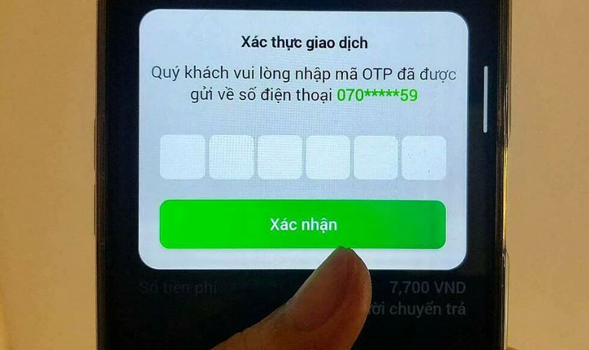 Cách lấy mã OTP khi thực hiện giao dịch
