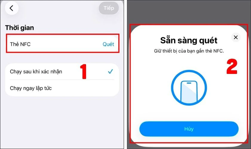 Nhấn Quét (Scan) và đưa CCCD gắn chip đến gần vùng NFC trên iPhone