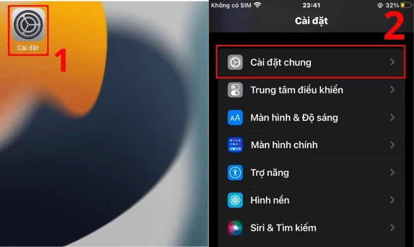 Vào ứng dụng Cài đặt trên màn hình chính, chọn mục Cài đặt chung