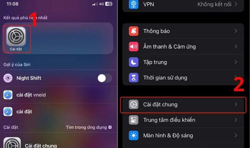 Mở ứng dụng Cài đặt, chọn mục Cài đặt chung