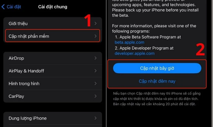 Cập nhật iOS lên phiên bản mới
