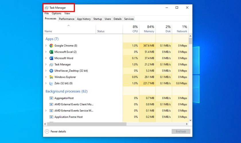 Cách test bằng Task Manager