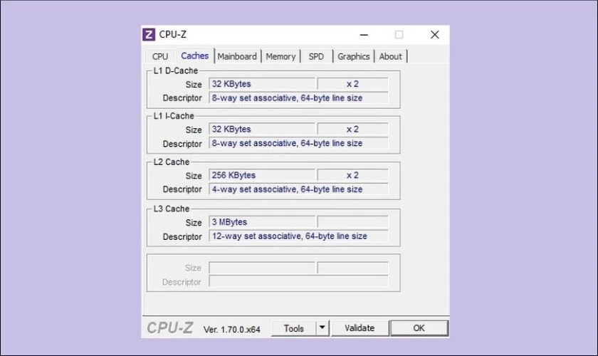 Sử dụng phần mềm CPU-Z để kiểm tra c&ocirc;ng suất sạc laptop