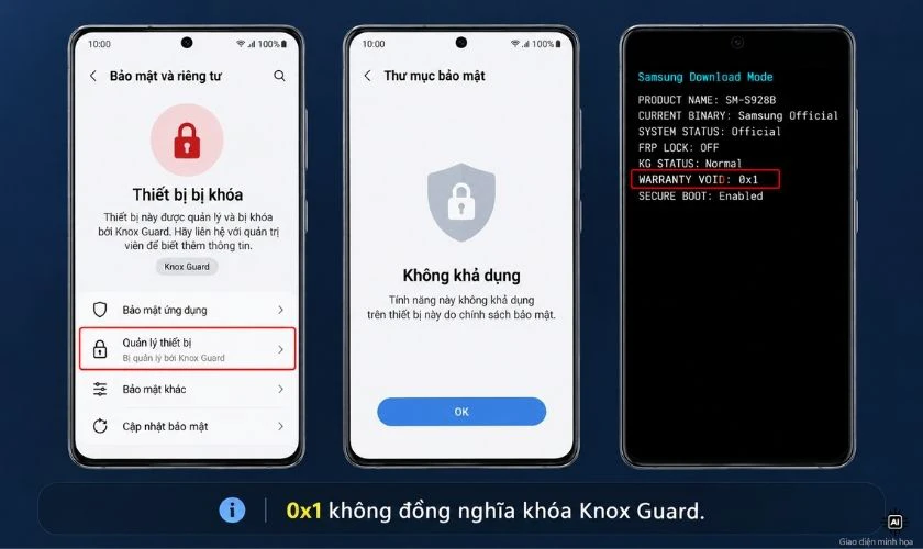 Samsung bị khóa Knox có dấu hiệu gì?