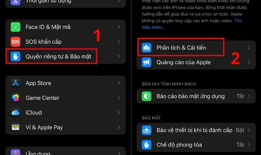 Kiểm tra pin iPhone bằng tính năng Analytics trên iOS