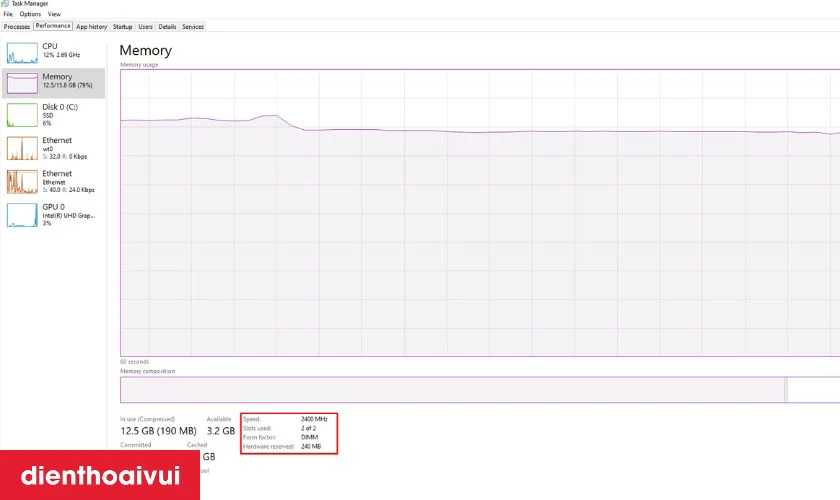 Kiểm tra RAM trong Task Manager