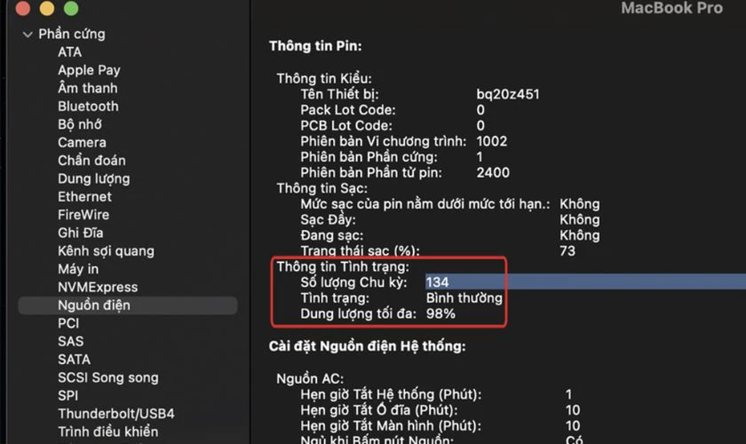 Tại Báo cáo hệ thống bạn chọn mục Nguồn điện (Power)