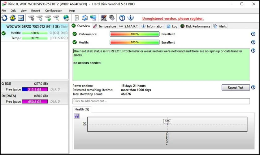 Phần mềm Hard Disk Sentinel