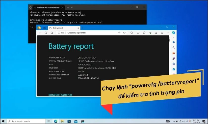 Hướng dẫn kiểm tra dung lượng pin và độ chai pin laptop