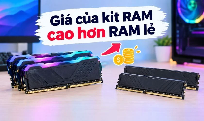 Giá của một kit RAM thường nhỉnh hơn so với việc mua lẻ