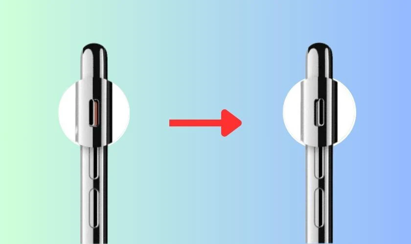 Kiểm tra nút gạt âm thanh trên điện thoại iPhone khi bị mất tiếng
