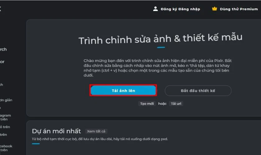 Nhấn Tải ảnh lên