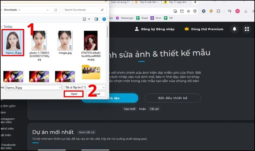 Chọn ảnh bạn muốn sửa cho nét hơn rồi nhấn Open