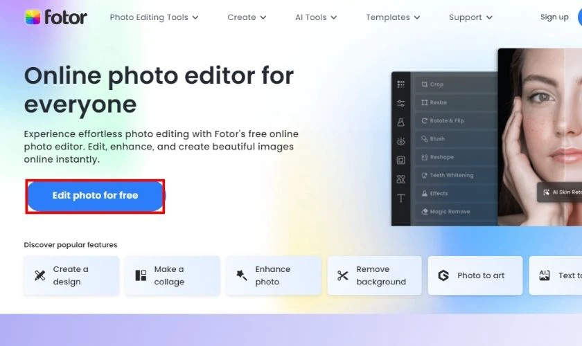 Cách chỉnh ảnh sắc nét, giảm mờ trên Fotor