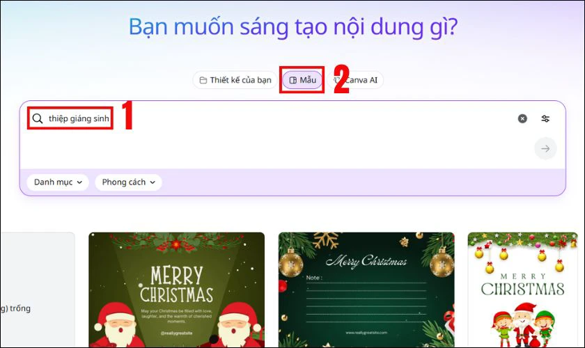 Làm thiệp giáng sinh Online bằng Canva