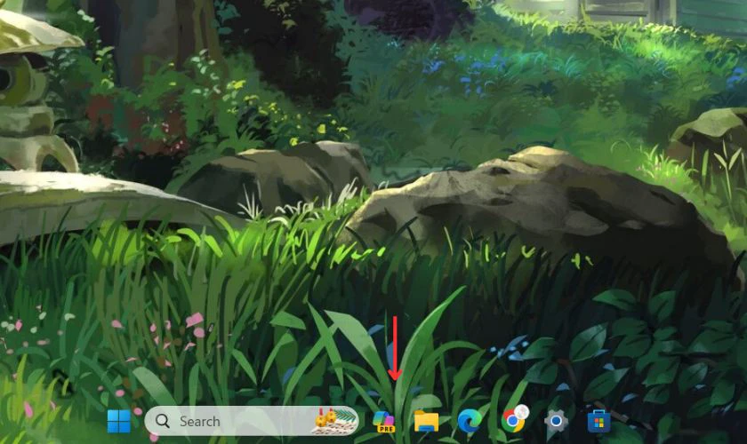 Giao diện khi l&agrave;m trong suốt thanh taskbar tr&ecirc;n Win 11 bằng TranslucentTB